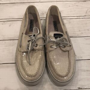 Sperry Top Sliders Cream Sequins